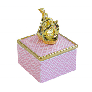 Customized Gold Ceramic <strong>Jewelry</strong> <strong>Box</strong> with Glazed Technique Animal <strong>Porcelain</strong> Necklace Ring Trinket Display for Logo Display - Product Image 6