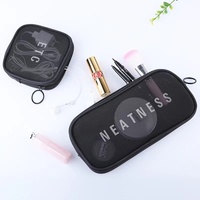 Trousse à cosmétiques en maille de nylon, petite et grande trousse de voyage, trousse de maquillage, trousse de beauté, pochette en maille, trousse de toilette avec logo personnalisé