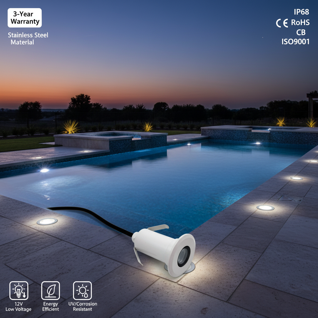 Hot Sals 1W 3W Mini IP68 Outdoor Inground Deck Step Lamp Pave Wall Recessed Driveway Ground RGB Led Underground Pool Lights