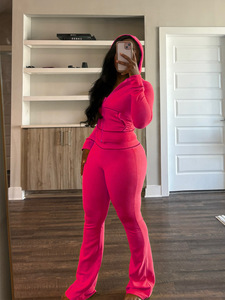 PASUXI personalizado sólido conjunto de mujer con capucha Tops pantalones acampanados trajes 2025 otoño Casual Street Baddie conjuntos de 2 piezas - Product Image 5