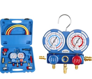 Nuevo manómetro de colector de acero inoxidable R134a R404, herramienta de plástico eléctrica y a <span class=keywords><strong>gas</strong></span> para refrigeración doméstica de hoteles - Product Image 2