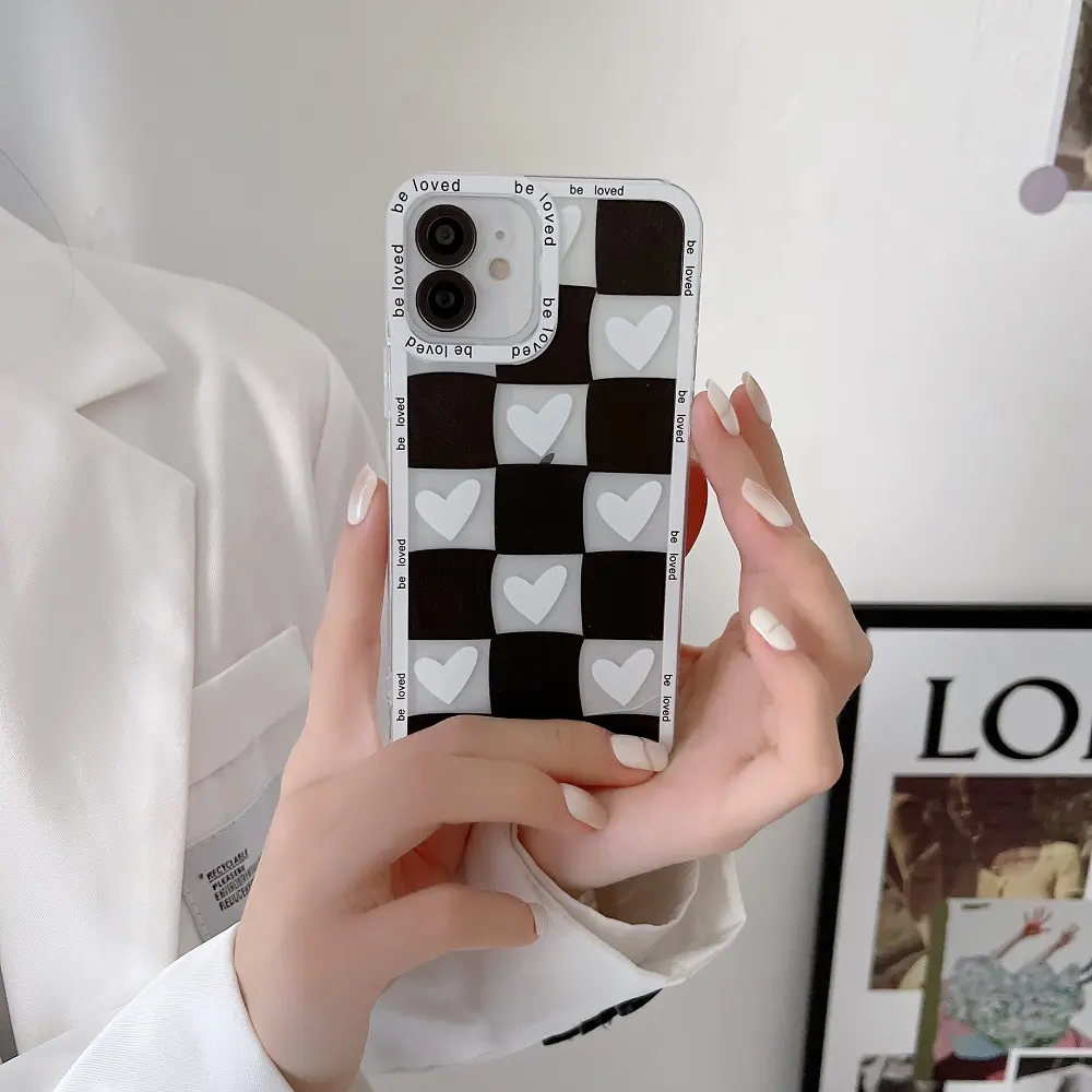 Black White Checkerboard Plaid Girls Phone Case For Samsung S22 S21 S20 FE 5G Ultra Case Phone Cover For Samsung A73 A53 A33 5G