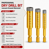 Foret diamanté à sec, technologie de brasage sous vide, adapté à l'élargissement des trous dans le granit, le marbre et les carreaux de céramique - couleur or