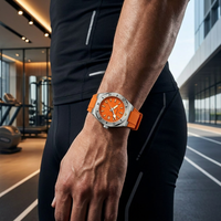 Reloj de Cuarzo de Acero Inoxidable con Logotipo Personalizado, 42 mm, Deportivo, de Lujo, Resistente al Agua, con Correa de Goma, Nombre Personalizado, Reloj de Pulsera para Hombre