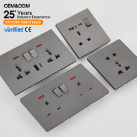 Enchufe de pared universal estándar británico KESHIQI 13A gris con interruptor de seguridad para niños para casa y hotel