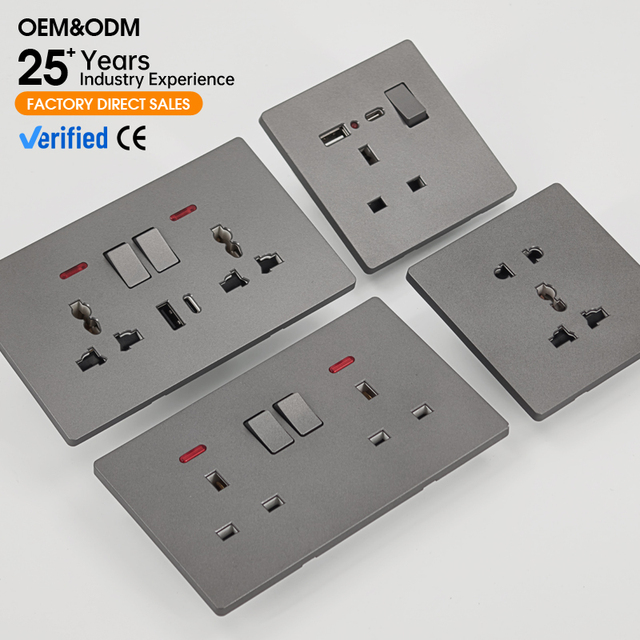 KESHIQI UK Standard 13A Universal Wall Socket Grey Kids Safety Power Switch For House Hotel