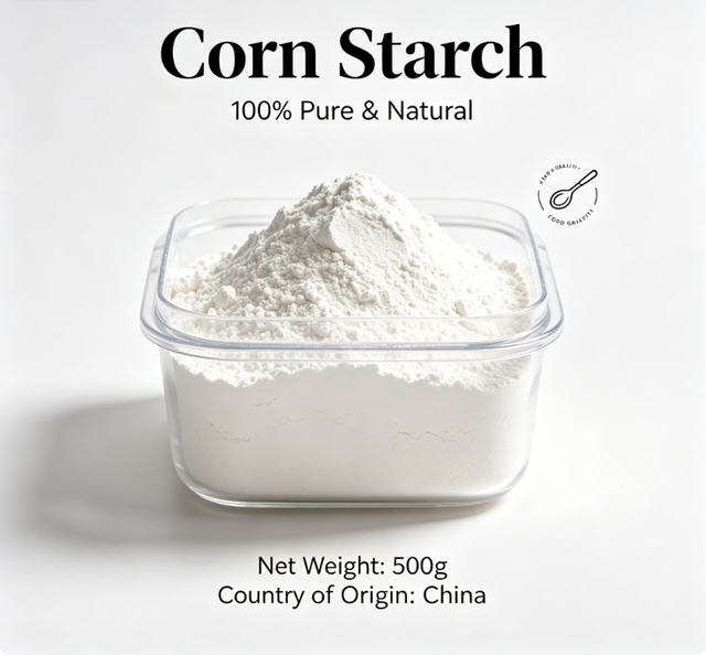 Factory Price 500g Corn Starch 1% Fineness White Powder in Bag Packaging with 24 Months Shelf Life for Cooking Food Processing
