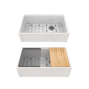 <span class=keywords><strong>Évier</strong></span> de cuisine en céramique Fireclay noir mat de 33 pouces, à encastrer, à cuve unique, avec plan de travail profond, style ferme - Product Image 5