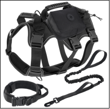 Conjunto de Arnés Táctico para Perro de 3 Piezas, Chaleco Ajustable con Collar, Correa y Asa de Control, Verde Oliva, Talla Grande - Product Image 2