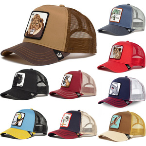 Casquette de baseball trucker à 6 panneaux brodée motif animalier, 100 % coton, ajustable, en maille, motif léopard, tigre, <span class=keywords><strong>loup</strong></span> - Product Image 1