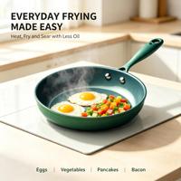 Poêle à frire en aluminium antiadhésive en céramique avec revêtement en acier inoxydable, poignée ergonomique, compatible induction pour la cuisine quotidienne à la maison