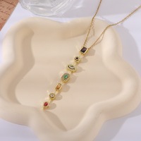 Kalung Wanita Mewah dari Baja Anti Karat dengan Liontin Berumbai Unik, Perhiasan Berlapis Emas Trendy dengan Batu Zirkon yang Serasi Warna
