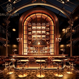 Luxury Vintage-Style Cocktail Bar Interior Design Furniture Nightclub Lounge Bar Counter and Display Cabinets store decoration - Product Image 2