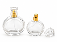Flacon de parfum rond en verre transparent de 30 ml et 50 ml, flacon atomiseur de parfum vide de luxe avec pompe pulvérisatrice dorée ou argentée, emballage cosmétique