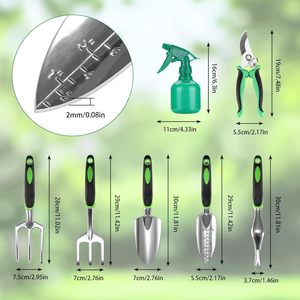11点セット 農業用ステンレス製頑丈園芸工具セット バッグ付き 女性用ガーデニングツールキット ガーデンハンドツールセット - Product Image 2