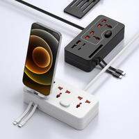 Multiprise avec support pour téléphone, rallonge électrique universelle avec prises USB