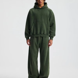 Ensemble pantalon et sweat à capuche 2 pièces en coton épais 100 % pour homme, coupe large - Product Image 3