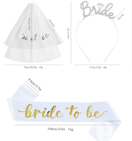 3 pcs/Set Bride to Be Diadème Bandeau et Voile pour Poule Bachelorette Douche nuptiale Fête de mariage Décorations Fournitures