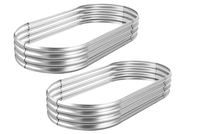 Kit de jardinière surélevée galvanisée ovale, grande jardinière en métal avec trou de drainage, design moderne pour légumes, fruits, fleurs, herbes
