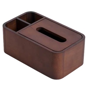 Black <b>Walnut</b> Wood Tissue Box Solid Wood Covered With Compartments Multi Purpose For Living Room <b>Coffee</b> <b>Table</b> - Product Image 5