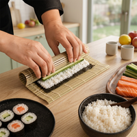 Tapis de présentation en bambou pour sushis, grand format, pour service japonais, doublure de plat, présentation de sashimi, set de table de restaurant, décoration alimentaire