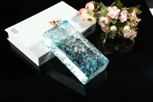 도매 새로운 혁신 멀티 컬러 직사각형 크리스탈 착색 유리 벽돌 블록 장식