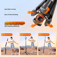 ATUMTEK Trépied perche à selfie en alliage d'aluminium 60 pouces extensible 1500 mm avec rotation à 360° pour télécommande iPhone/Android