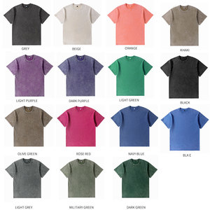 Personalizable Logo 230g Heavyweight Vintage S-5XL <b>Washed</b> Distressed Crew Neck Oversized Unisex T-shirt - Product Image 5