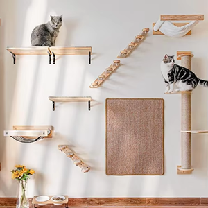 Struttura per Arrampicata per Gatti da Parete con Scala a Quattro Gradini Rivestita in Corde di Canapa, Arredo per Animali Domestici Adatto per Gatti - Product Image 6