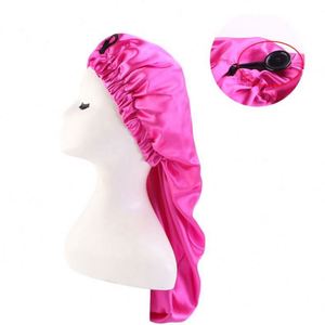 GTOP Bonnet de nuit en satin long personnalisé avec logo, à bouton, haute élasticité, pour soins capillaires, chimiothérapie, voyage, unisexe - Product Image 3