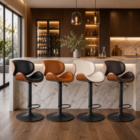 Tabouret de bar commercial moderne en acier inoxydable gris fumé, pivotant et réglable, avec coussin blanc, pour bar à domicile et extérieur