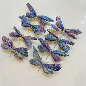 Hot Bán Tinh Thể Tự Nhiên Bán Buôn Handmade Màu Xanh Tím Electroplated Đen Tourmaline Con Chuồn Để Trang Trí - Product Image 3