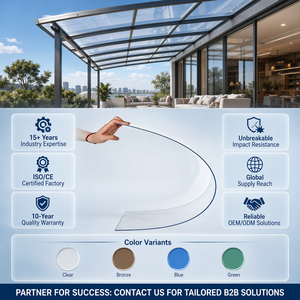 <span class=keywords><strong>Plaque</strong></span> de polycarbonate transparente solide de 2 mm et 3 mm pour toiture, patio, <span class=keywords><strong>pergola</strong></span>, auvent, auvent de jardin - Product Image 3