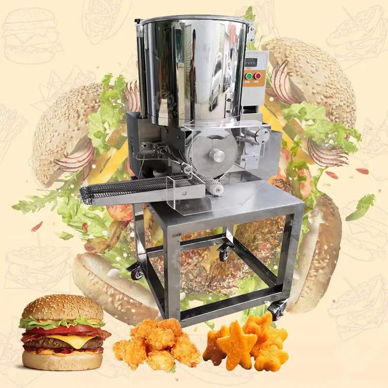 Mesin pembuat produk daging langsung dari pabrik pembuat daging Hamburger otomatis mesin pembentuk daging Burger