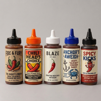 Bouteilles de sauce et de jus en plastique personnalisées avec logo, 200 ml, 350 ml, 500 ml, pour assaisonnement de cuisine, vinaigrette, ketchup