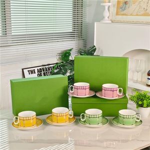 Juego de Taza y Platillo de Cerámica de 230 ml, Estilo Europeo Clásico, Lujo Ligero, Simple, para Té y Café, para Hogar, Oficina, Regalo - Product Image 5