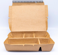 Boîtes alimentaires jetables en papier kraft multi-compartiments, contenants biodégradables pour la restauration rapide à emporter