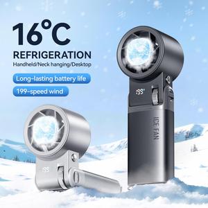 Long Endurance 12H Handheld 16°C Ice Cooling 199 Speeds 6000Mah Rechargeable Portable Foldable Fan for Camping & Commute - Product Image 2