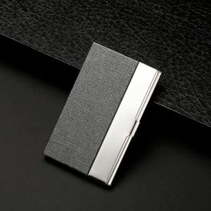 Unisex Business Name Card <b>Holder</b> Stainless Steel & PU Leather Credit Card Case Luxury Business Card Case - Product Image 1