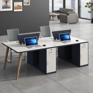 Modular Wooden Home Office Apartment <b>Workstation</b> Set with Storage Cabinet MDF Construction Freestanding Computer Desk - Product Image 4