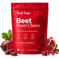Gummies de Betterave à la Grenade et aux Baies, Extrait de Betterave, Soin Cardiaque, Complément Alimentaire, OEM ODM, Étiquettes Privées Personnalisées