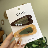 Pince à cheveux en forme de cœur avec perles, à carreaux et pois, accessoire capillaire simple et minimaliste pour filles