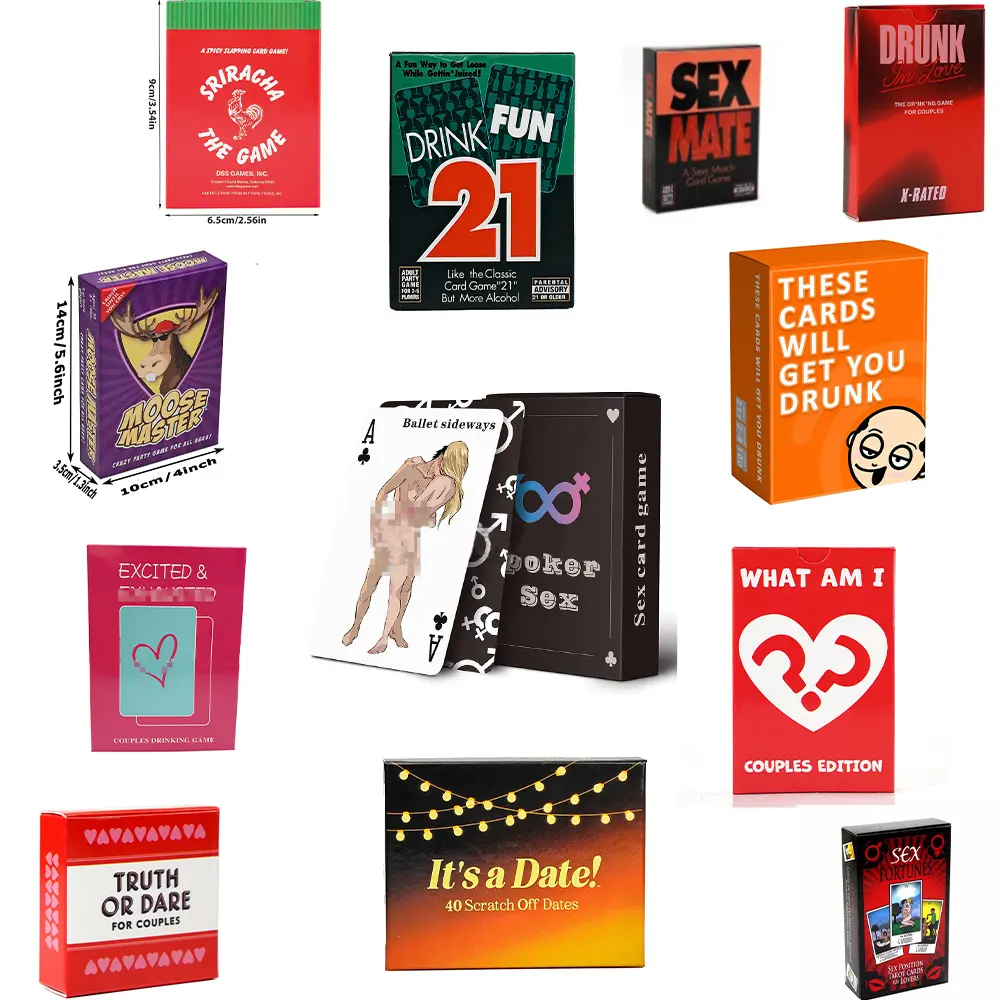 Couples Drinking Card Game for Adults Date-Night Fun Games to Improve Relationships Excited Exhausted Game Card