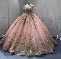 Mumuleo Off Shoulder Perlen Ballkleid Schatz Ausschnitt Pailletten Pink Quince anera Kleid