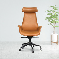 Chaise de bureau de direction de luxe à dossier haut en cuir véritable avec appui-tête
