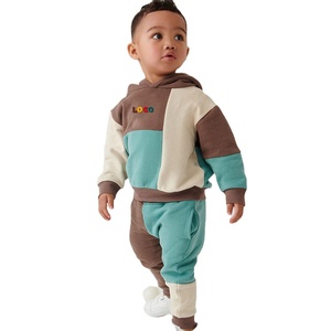 Impression personnalisée/broderie à capuche ensembles garçons printemps Street Wear 2 pièces ensemble Toddle enfants Colorblock survêtement - Product Image 1