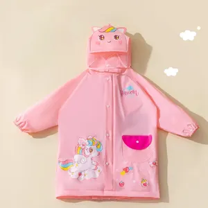 Children's Raincoat Girl Unicorn Baby Kindergarten Senior High School Soft Rain Boots Set 4-year-old Cute Coat