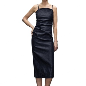 Vestido vaquero de verano personalizado al por mayor para mujer, estilo vintage, ajustado, sin mangas, plisado - Product Image 1