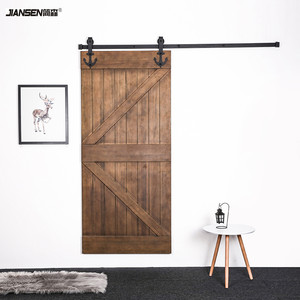 Quincaillerie de porte coulissante de 6,6 pieds Système de quincaillerie suspendue pour porte de grange coulissante Kit de quincaillerie coulissante pour porte de grange en bois simple - Product Image 4