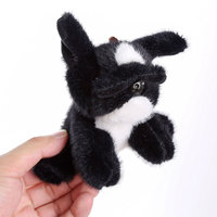 Mini porte-clés chien en peluche beige de qualité supérieure personnalisé animal assis vif porte-clés souple pour sac sac à main remplissage coton PP personnalisation ODM